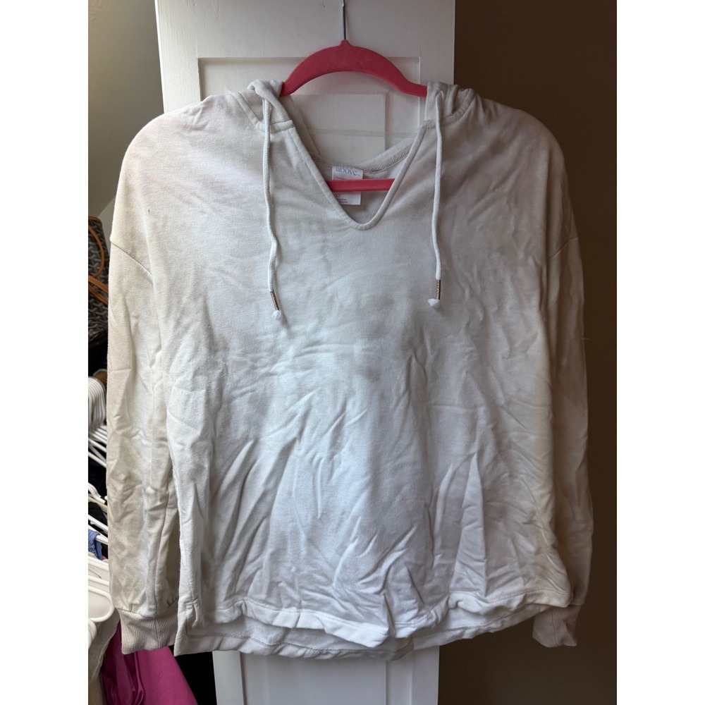 Stars Above Cream Beautifully Soft Fleece V-Neck Hoodie Sweatshirt XS